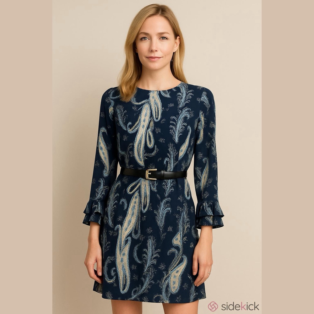 Kobi Halperin 100% Silk Paisley Dress Polished Vibe Flowy Airy Hamptons Ready